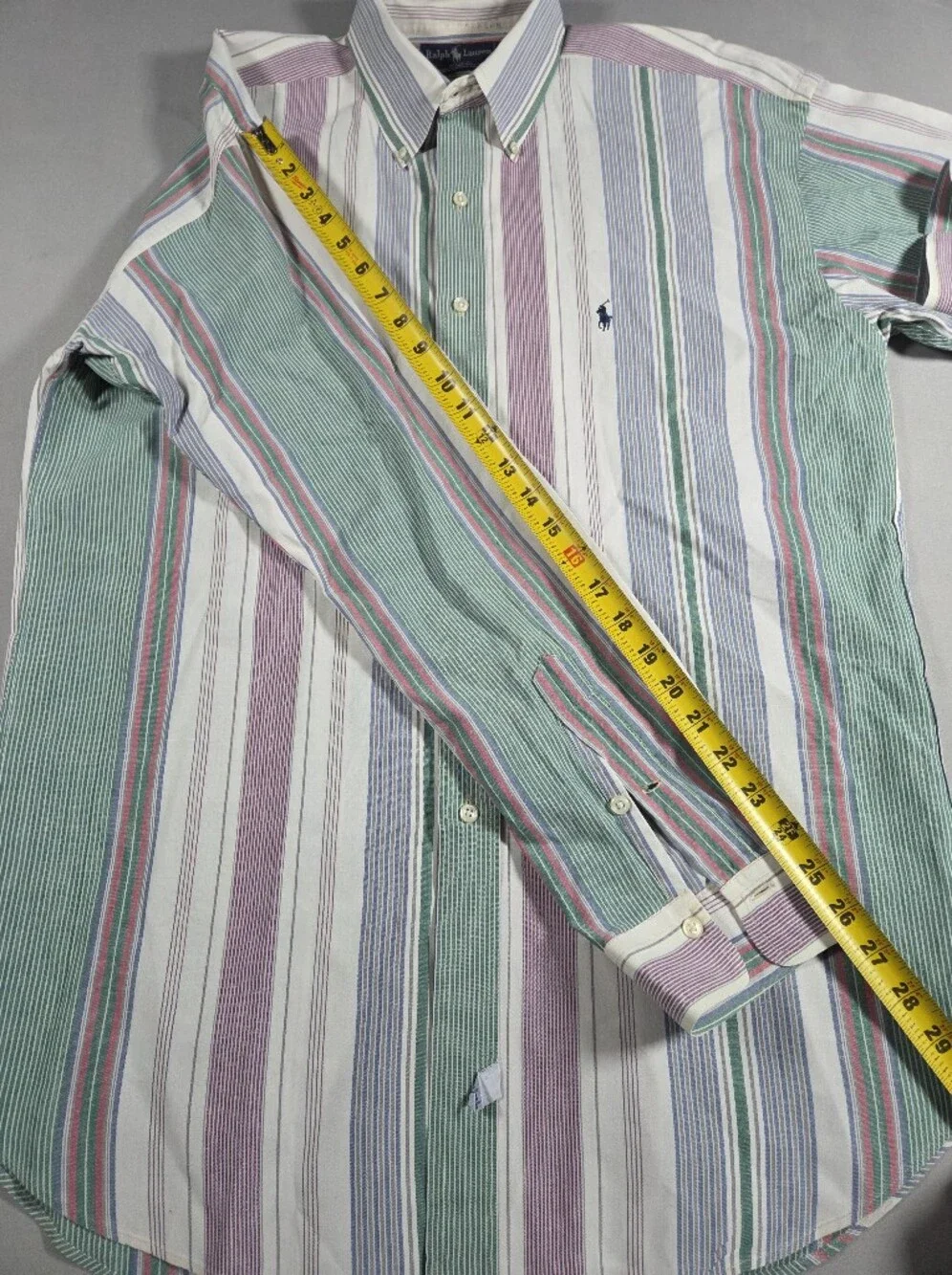 Ralph Lauren Polo Vintage Pastel Multi-Stripe Button-Down Shirt Large